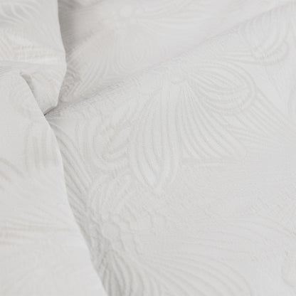 Avena White Textured Floral Jacquard Quilt Cover Set - 3PC