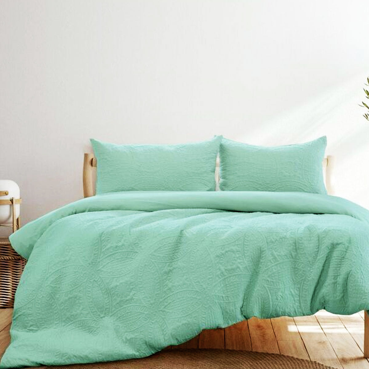 Chateau Aqua Green Embossed Quilt Cover Set - 3PC