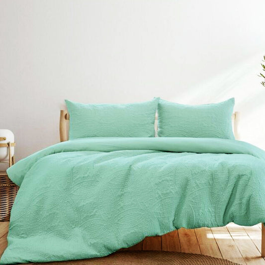 Chateau Aqua Green Embossed Quilt Cover Set - 3PC