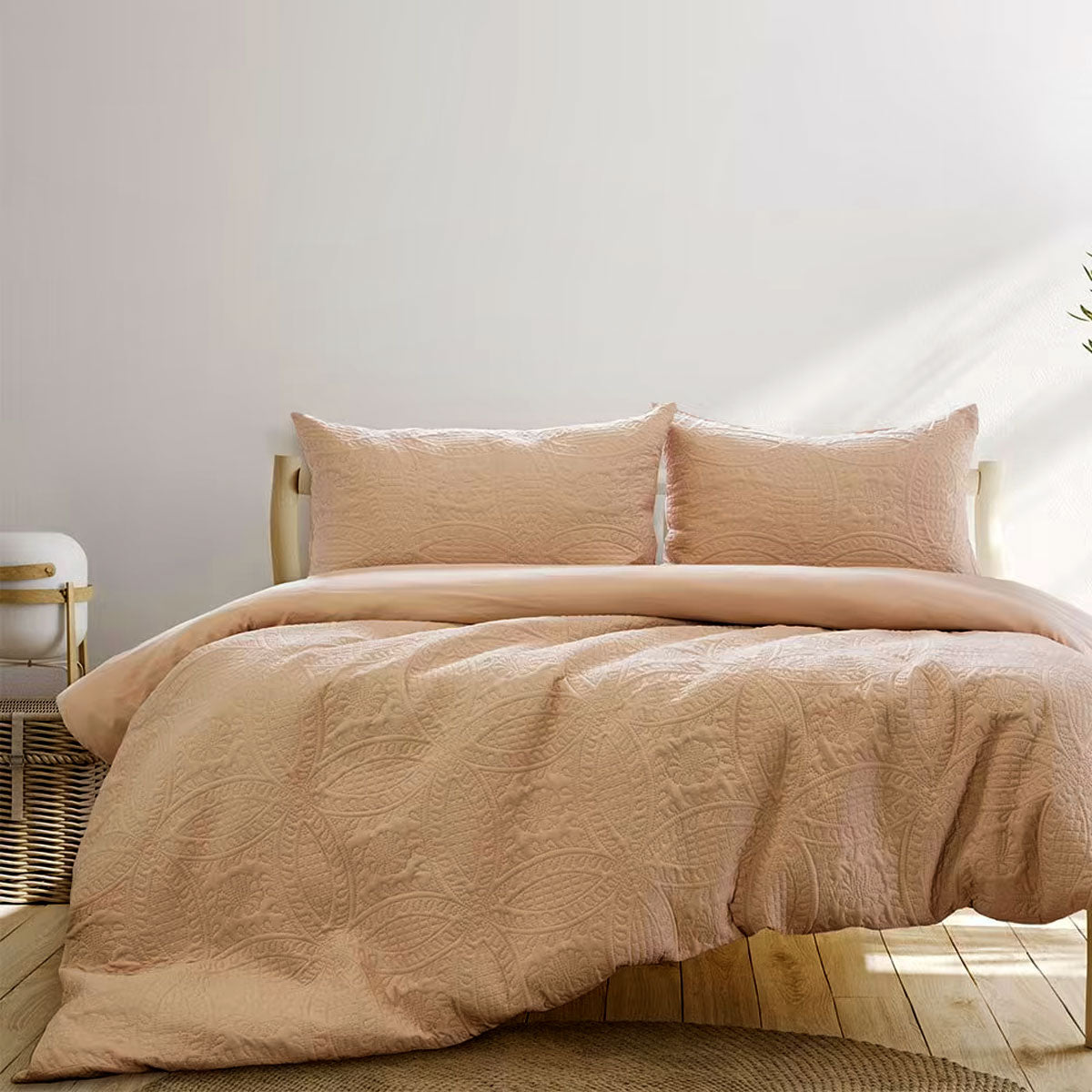 Chateau Cinnamon Embossed Quilt Cover Set - 3PC