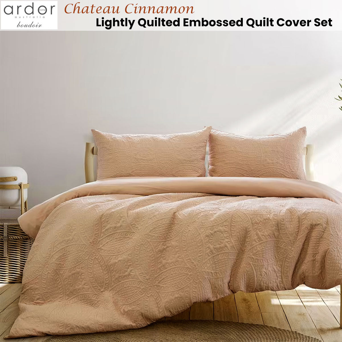 Chateau Cinnamon Embossed Quilt Cover Set - 3PC