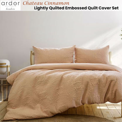 Chateau Cinnamon Embossed Quilt Cover Set - 3PC