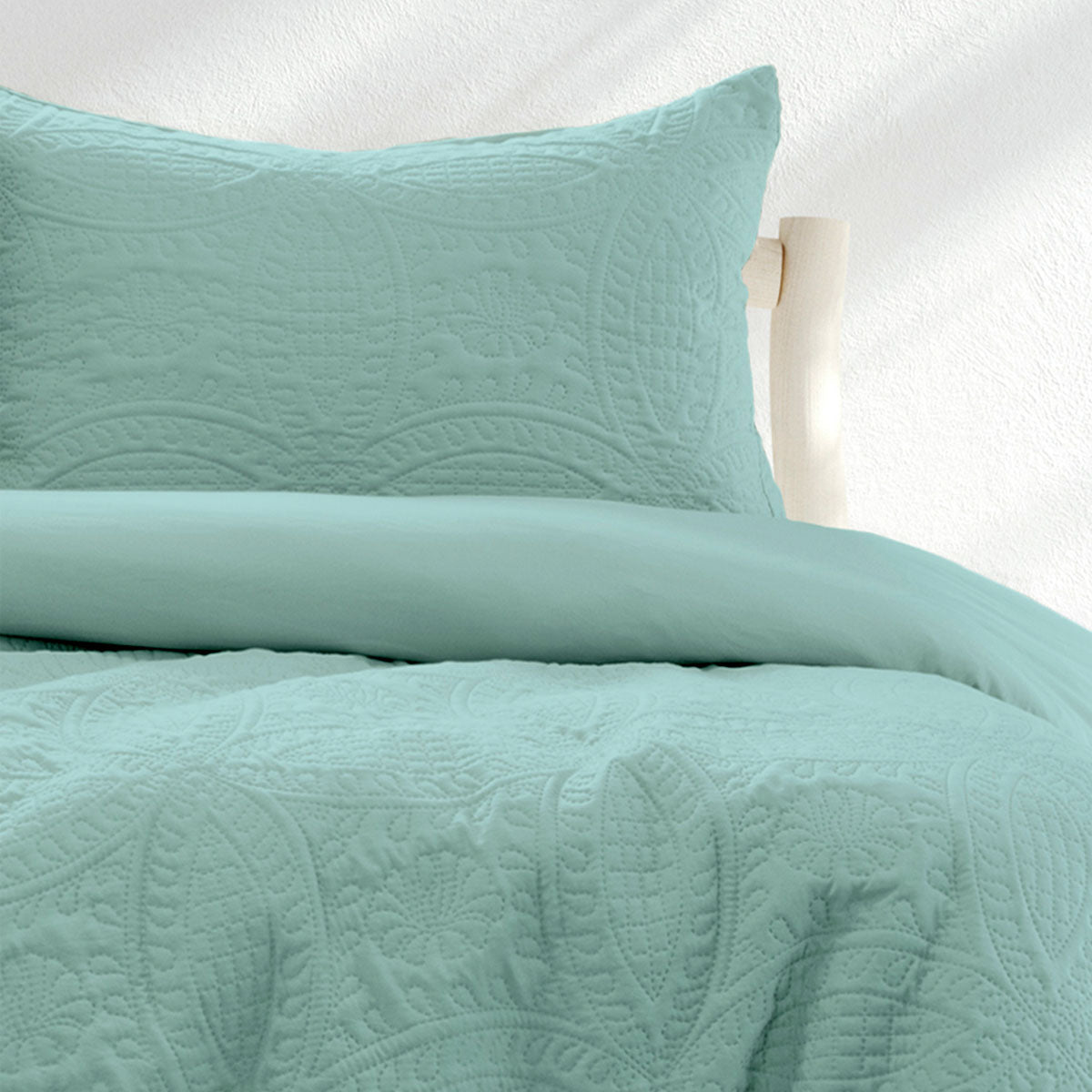 Eddison Bluestone Quilted Embossed Quilt Cover Set - 3PC