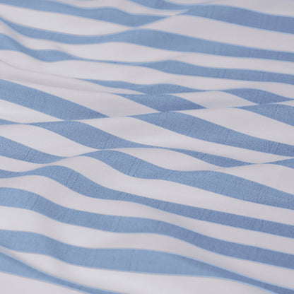 Frankie Blue Stripe Yarn Dyed Reversible Quilt Cover Set - 3PC