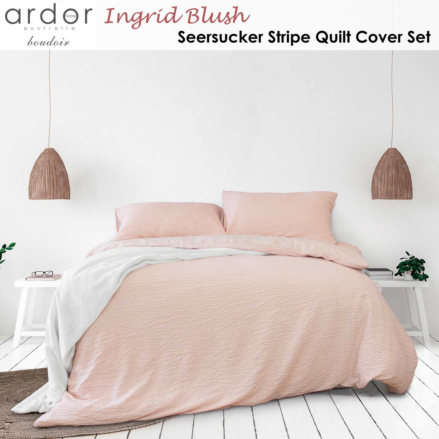 Ardor Ingrid Blush Quilt Cover Set - 2PC