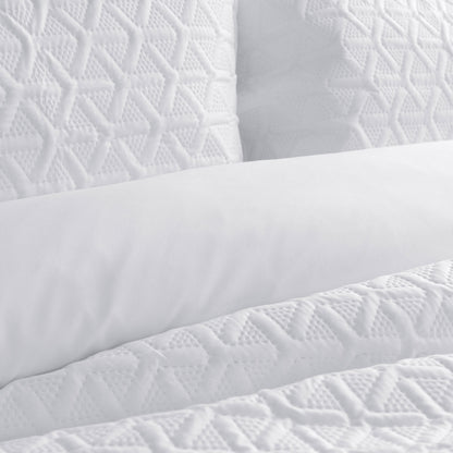 Leonardo White Embossed Quilt Cover Set - 3PC