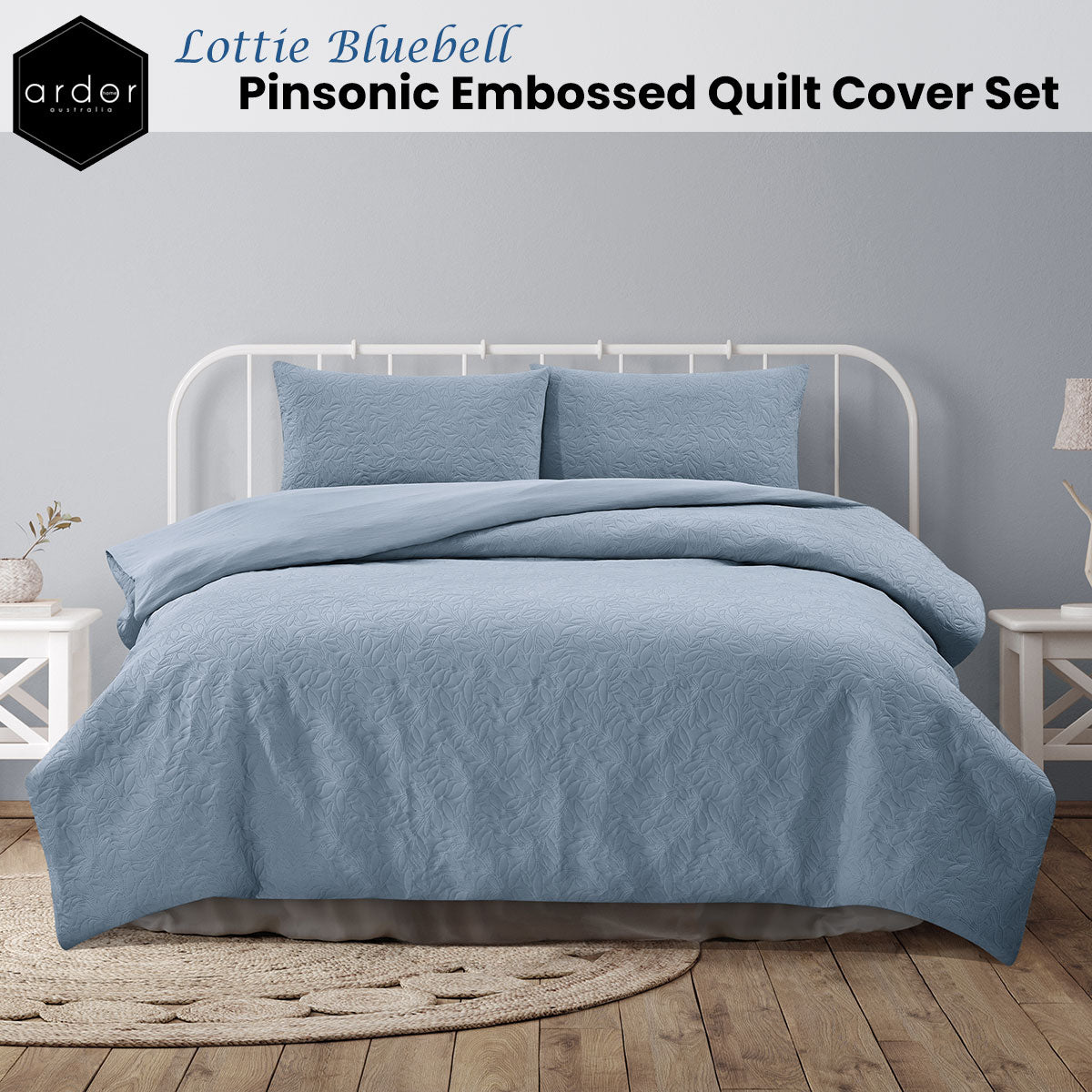 Lottie Bluebell Pinsonic Embossed Quilt Cover Set - 3PC