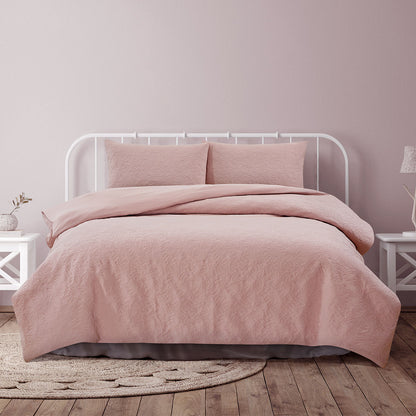 Lottie Blush Pinsonic Embossed Quilt Cover Set - 3PC