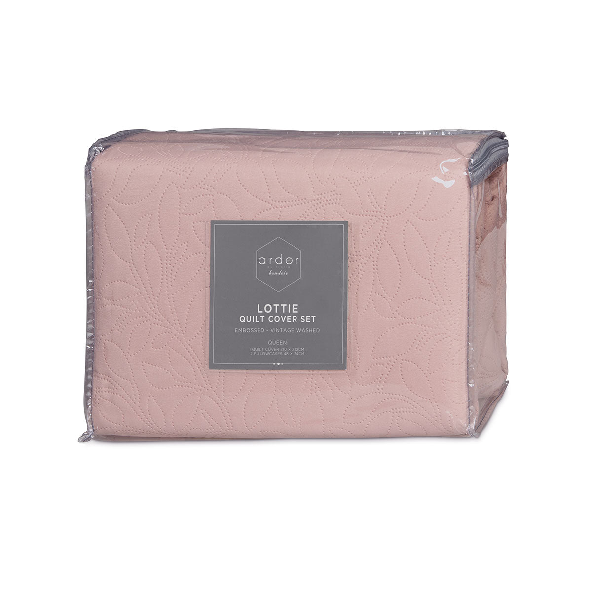 Lottie Blush Pinsonic Embossed Quilt Cover Set - 3PC