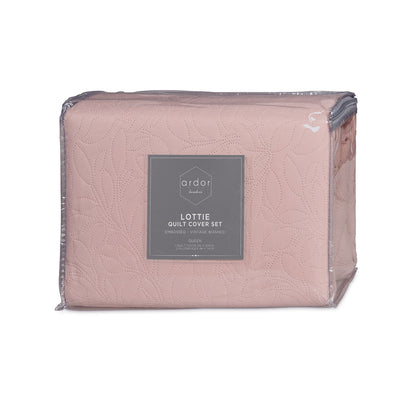 Lottie Blush Pinsonic Embossed Quilt Cover Set - 3PC