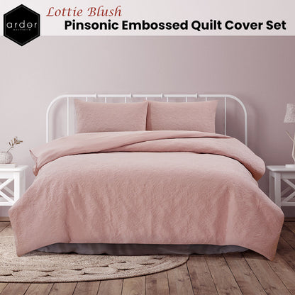 Lottie Blush Pinsonic Embossed Quilt Cover Set - 3PC