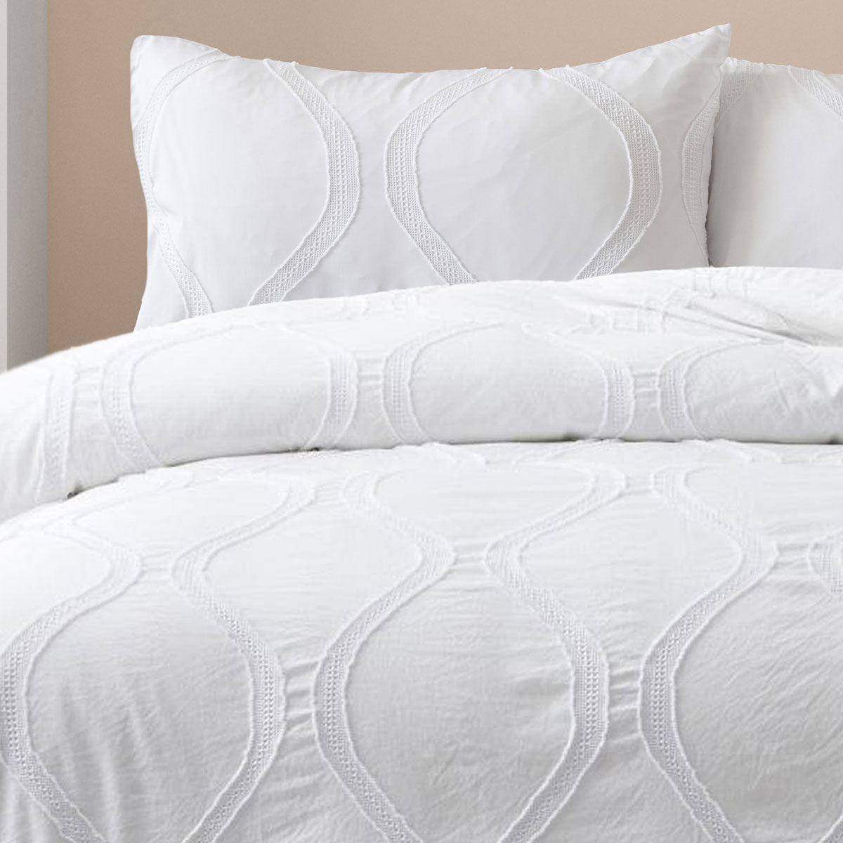 Lucy White Tufted Detail Quilt Cover Set - 3PC