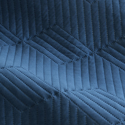 Maxwell Navy Embossed Vintage Washed Quilt Cover Set - 3PC