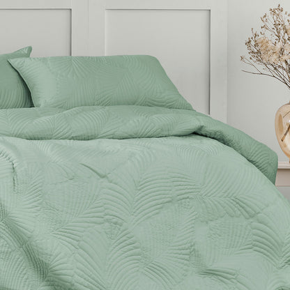 Molly Palm Green Quilted Quilt Cover Set - 3PC