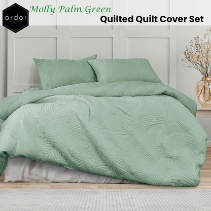 Molly Palm Green Quilted Quilt Cover Set - 3PC