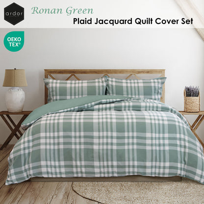Ronan Green Plaid Jacquard Quilt Cover Set - 3PC