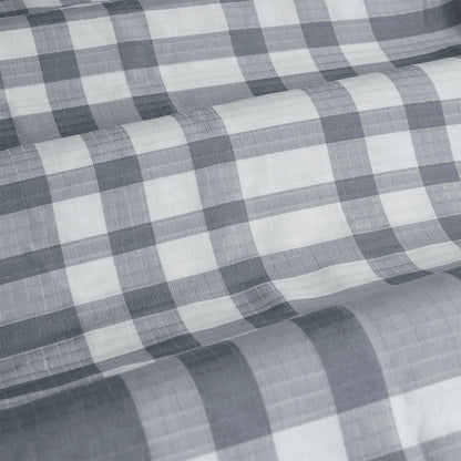 Ronan Grey Plaid Jacquard Quilt Cover Set - 3PC
