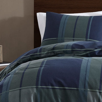 Sommers Dark Khaki Cotton Flannelette Quilt Cover Set - 3PC