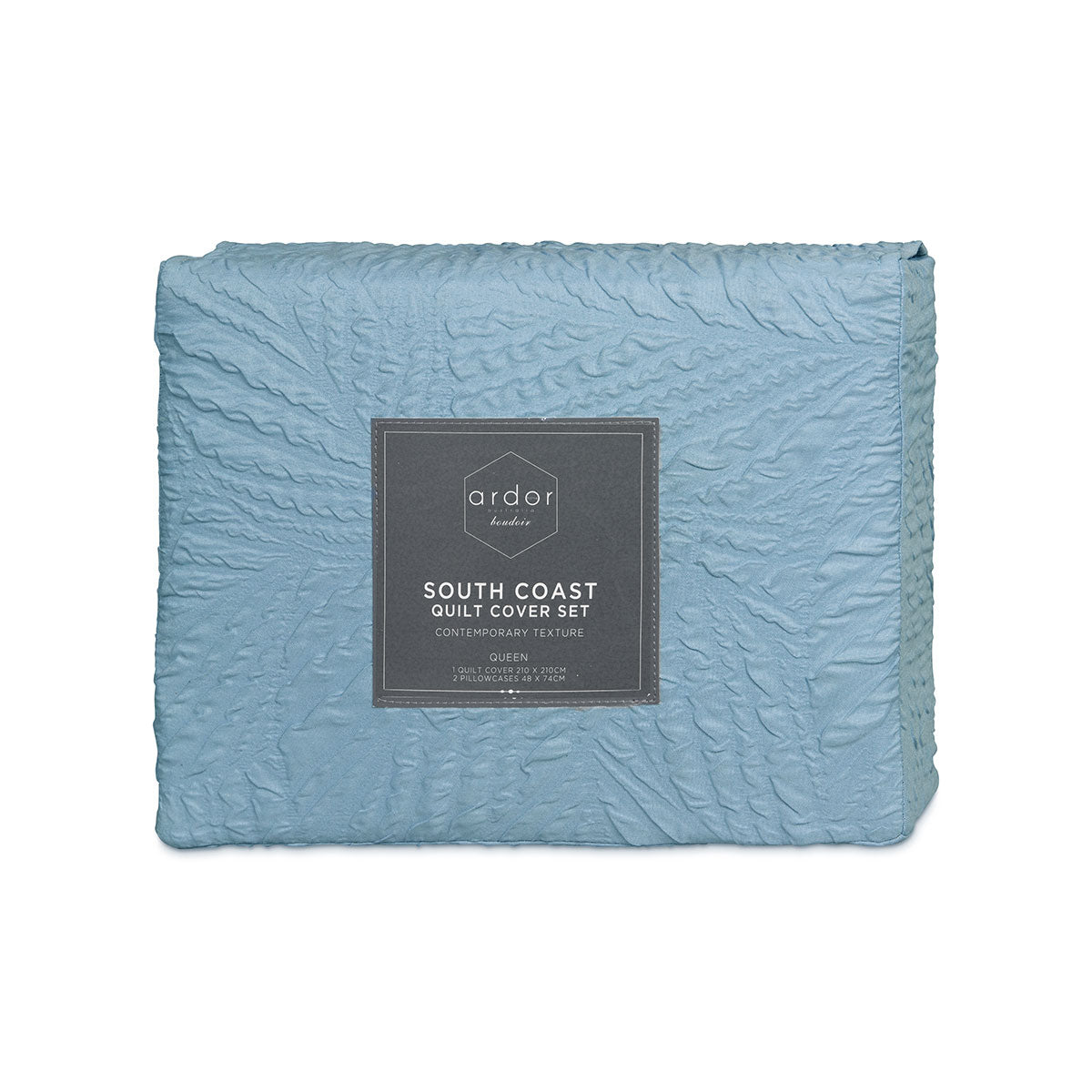 South Coast Pale Blue Embossed Quilt Cover Set - 3PC