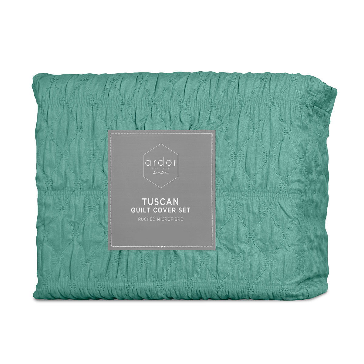 Tuscan Teal Ruched Quilt Cover Set - 3PC