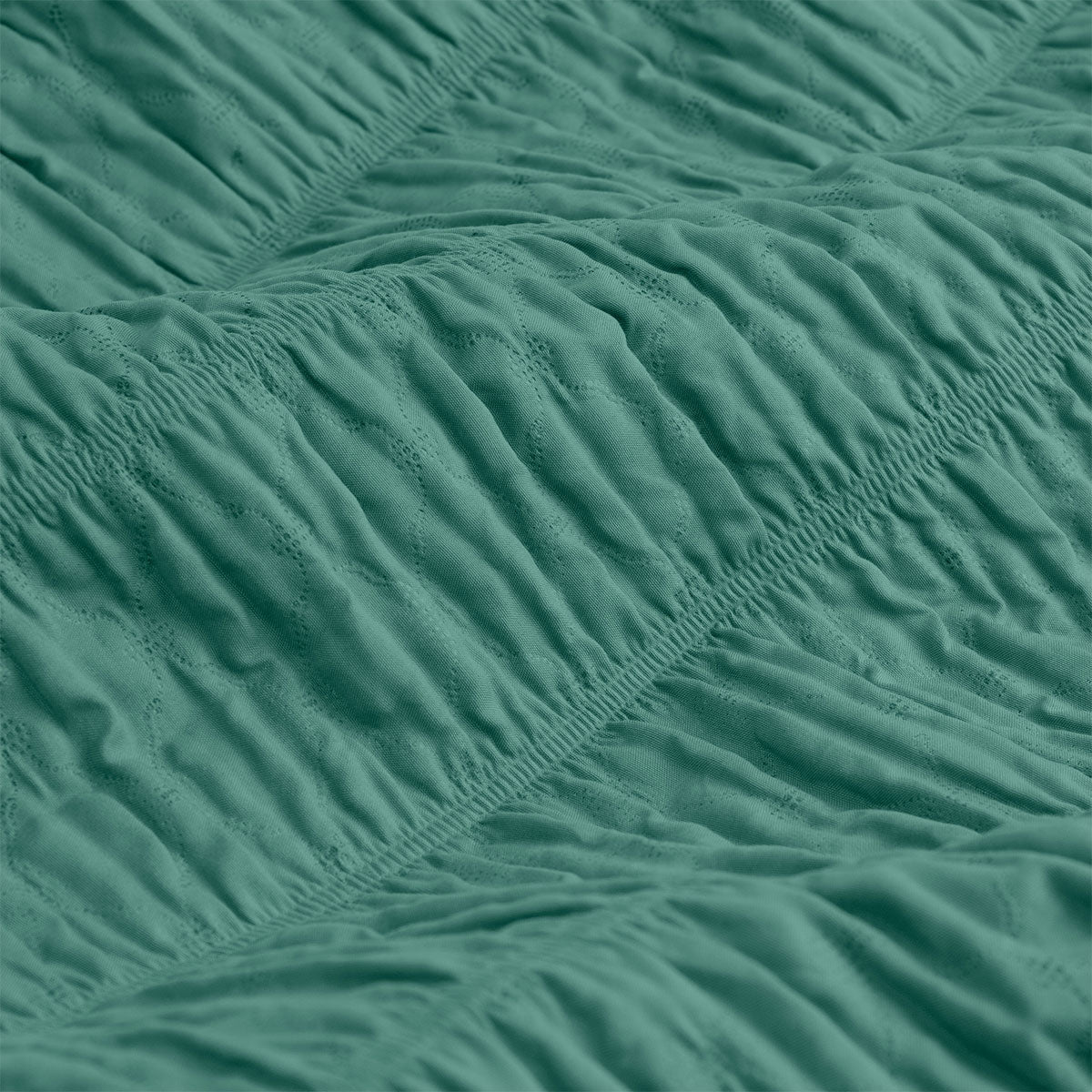 Tuscan Teal Ruched Quilt Cover Set - 3PC