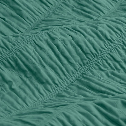 Tuscan Teal Ruched Quilt Cover Set - 3PC