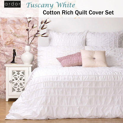 Tuscany White Quilt Cover Set - 3PC