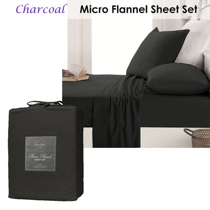 Micro Flannel Sheet Set - Charcoal