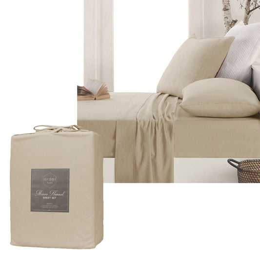 Micro Flannel Sheet Set - Latte