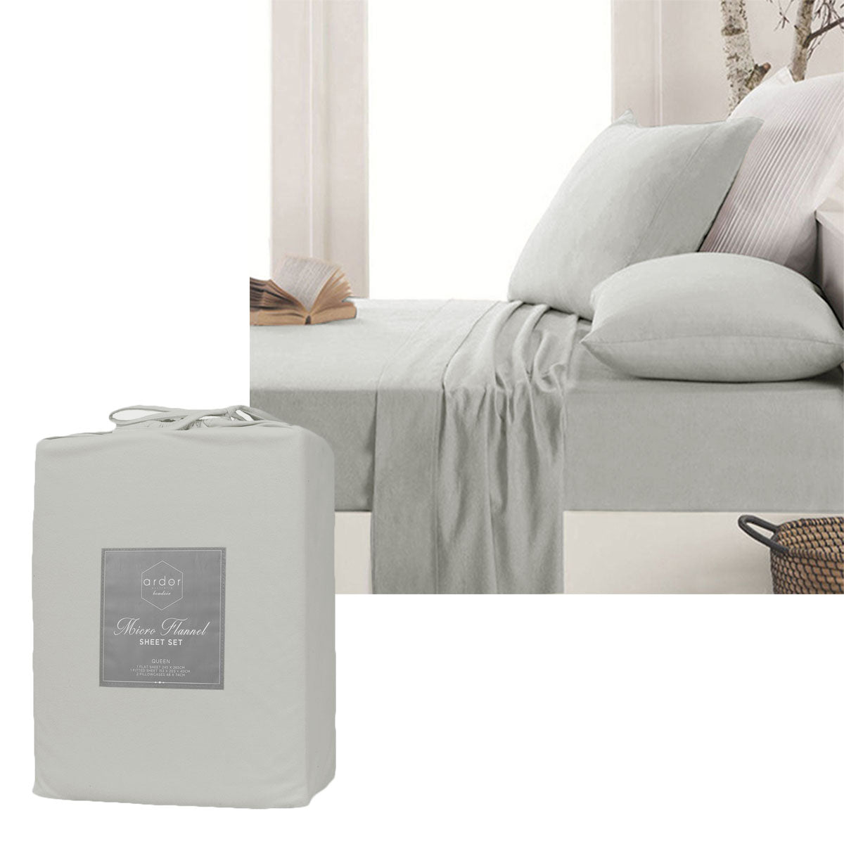 Micro Flannel Sheet Set - Silver