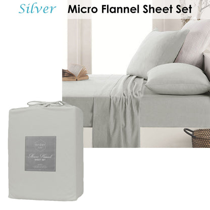 Micro Flannel Sheet Set - Silver
