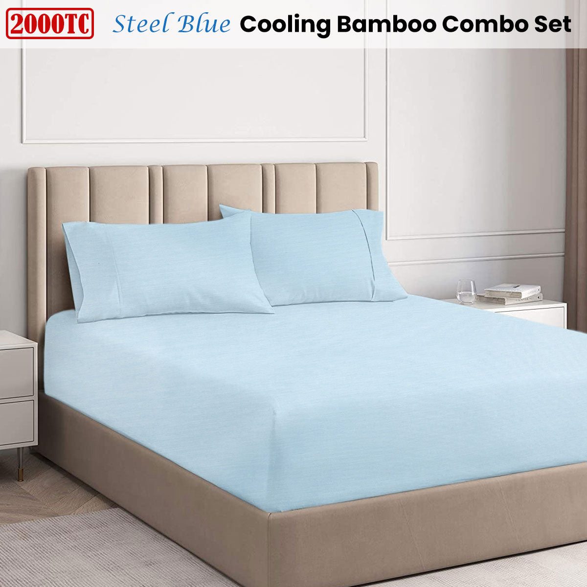 2000TC Cooling Bamboo Combo Set - Steel Blue