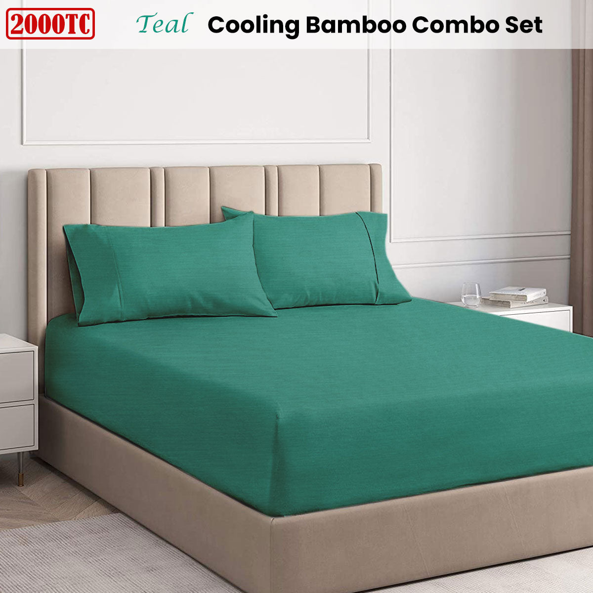 2000TC Cooling Bamboo Combo Set - Teal