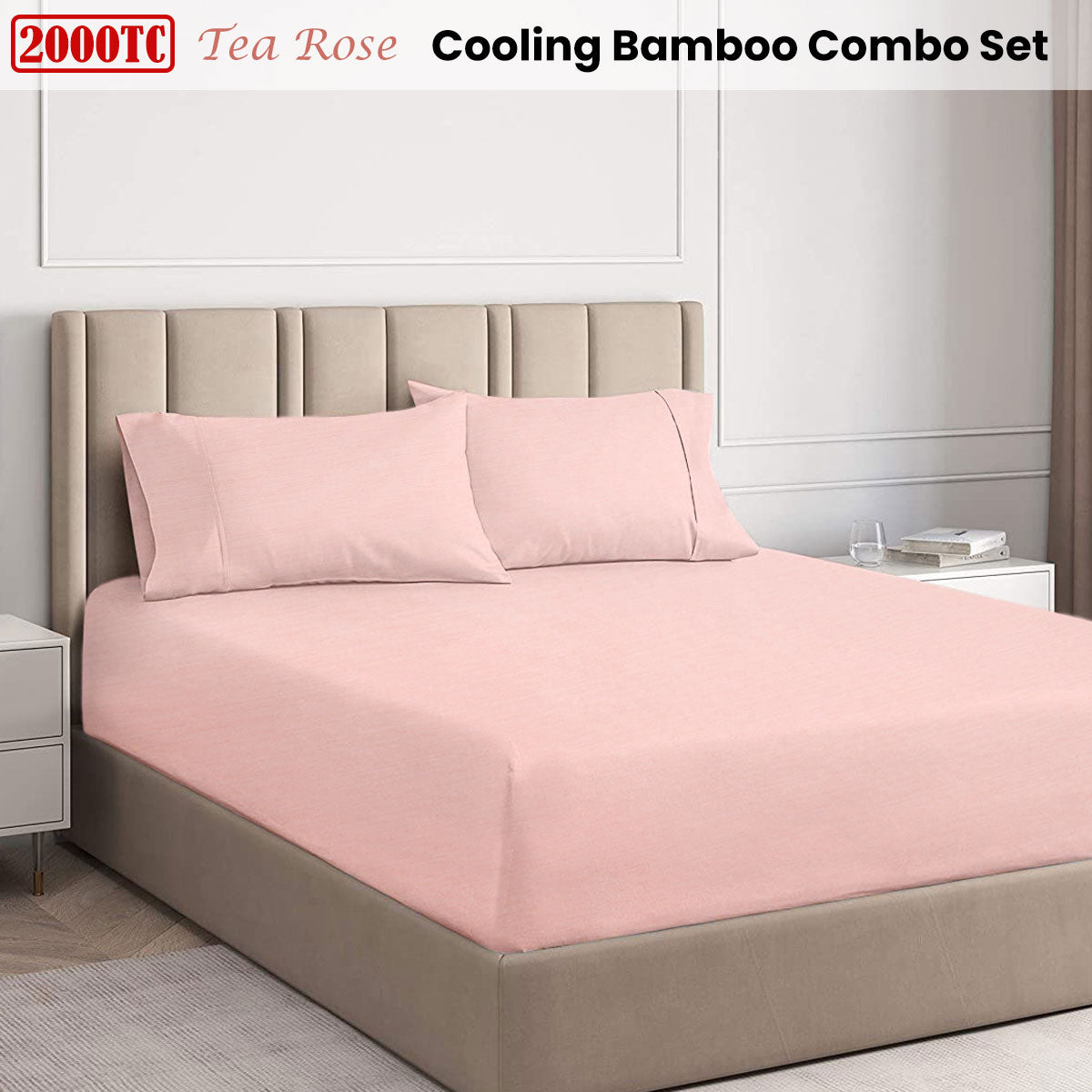 2000TC Cooling Bamboo Combo Set - Tea Rose