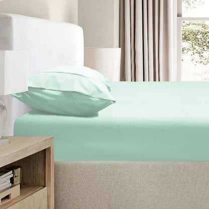 2000TC Bamboo Embossed Fitted Sheet Combo Set - Aqua