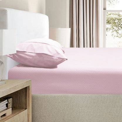 2000TC Bamboo Embossed Fitted Sheet Combo Set - Pink King