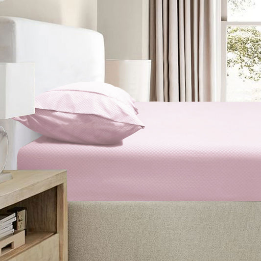 2000TC Bamboo Embossed Fitted Sheet Combo Set - Pink King