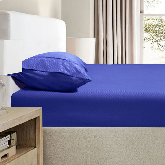 2000TC Bamboo Embossed Fitted Sheet Combo Set - Royal Blue