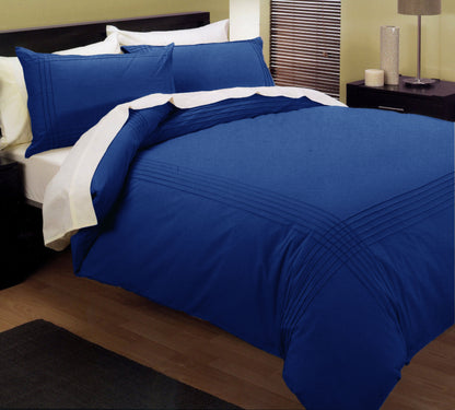 Blue Pintuck Quilt Cover Set - 3PC