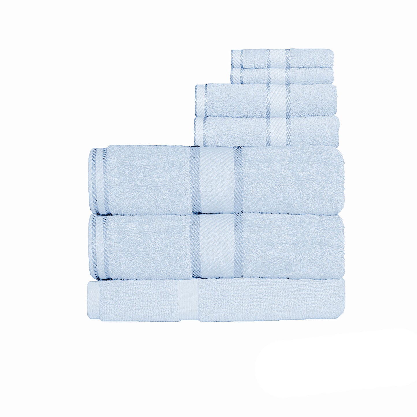 550gsm Cotton 7 Pce Bath Sheet Set - Baby Blue