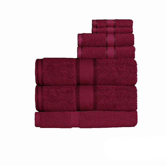 550gsm Cotton 7 Pce Bath Sheet Set - Burgundy