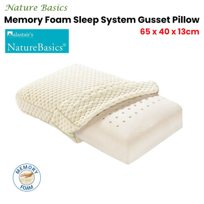 Nature Basics Memory Foam Gusset Pillow 65 x 40 x 13cm