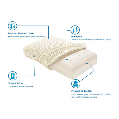 Nature Basics Memory Foam Gusset Pillow 65 x 40 x 13cm