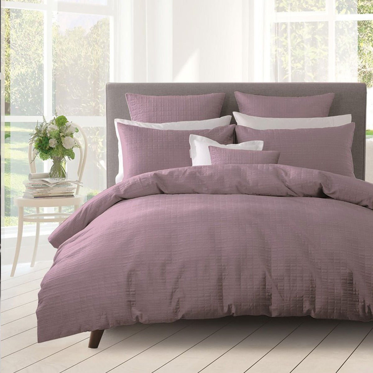 Aurora Mauve Lightly Quilted Quilt Cover Set - 3PC