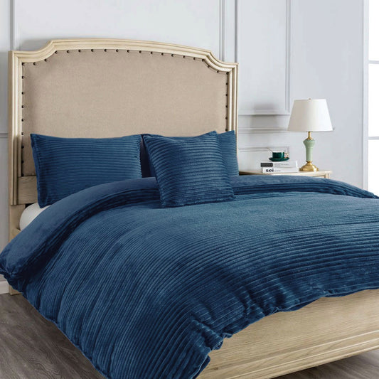 Ruby Navy Quilt Cover Set - 3PC