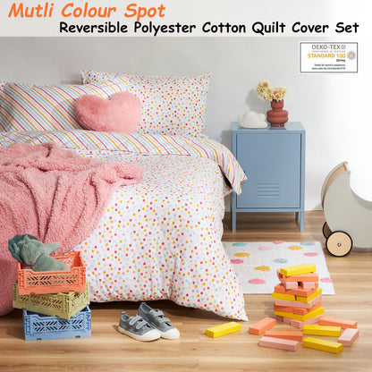 Multi Colour Spot Reversible Quilt Cover Set - 3PC