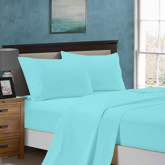 1000TC Soft Flat & Fitted Sheet Set - Aqua
