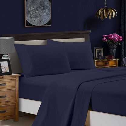 1000TC Ultra Soft Flat & Fitted Sheet Set - Midnight Blue