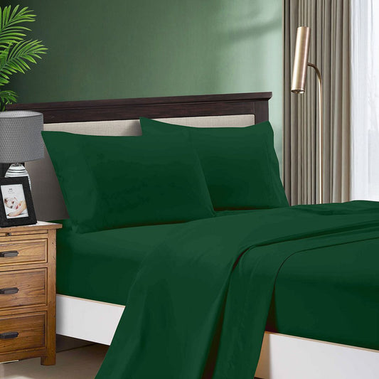 1000TC Ultra Soft Flat & Fitted Sheet Set - Dark Green
