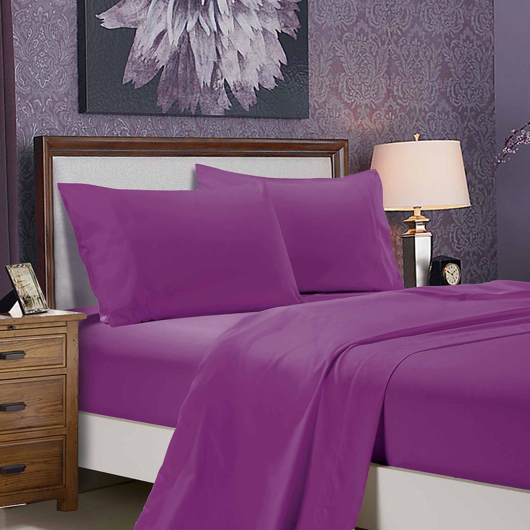 1000TC Ultra Soft Flat & Fitted Sheet Set - Purple